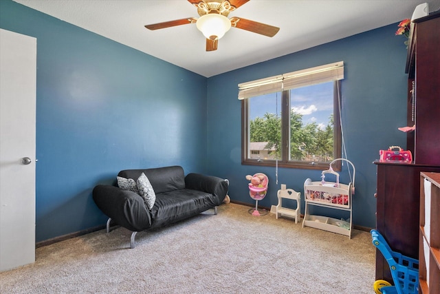 133 Manview Ln, Holts Summit, MO 65043 - rec room with carpet floors and a ceiling fan
