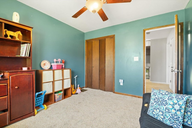 133 Manview Ln, Holts Summit, MO 65043 - bedroom with carpet, a closet, and a ceiling fan