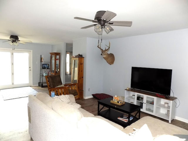 1008 Fairview St, Centralia, MO 65240 - living area featuring a ceiling fan and wood finished floors