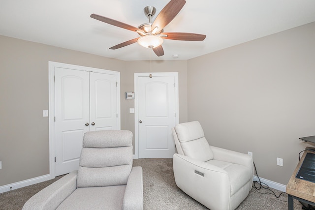 2905 N N Garth Ave, Columbia, MO 65202 - sitting room with a ceiling fan and carpet flooring