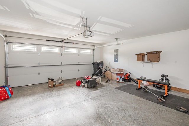 2905 N N Garth Ave, Columbia, MO 65202 - garage featuring electric panel and a garage door opener