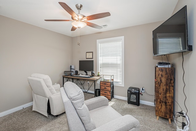 2905 N N Garth Ave, Columbia, MO 65202 - carpeted office space featuring a ceiling fan and baseboards