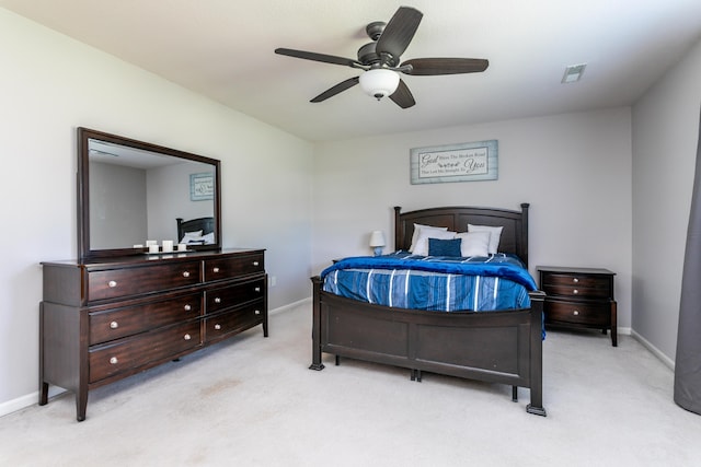 1703 Osage Dr, Columbia, MO 65202 - bedroom featuring light carpet and ceiling fan