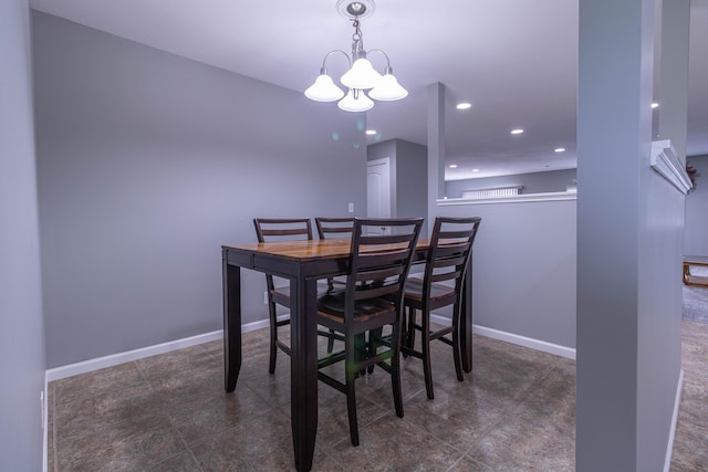 7700 N Ballew Rd, Hallsville, MO 65255 - dining area with recessed lighting and a chandelier
