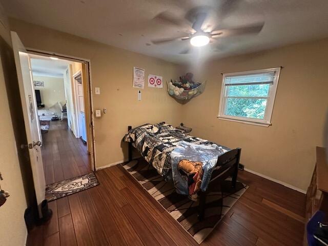 511 Turner Ave, Ashland, MO 65010 - bedroom with wood finished floors and a ceiling fan