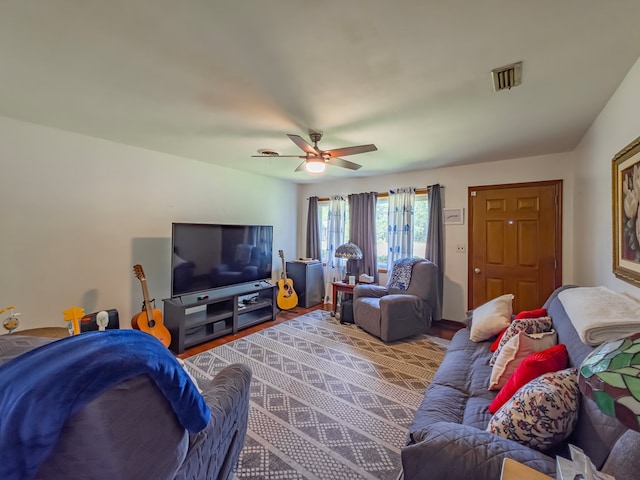 2222 Davis Ave, Tifton, GA 31794 - living room with a ceiling fan and wood finished floors