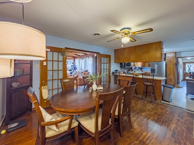 2222 Davis Ave, Tifton, GA 31794 - dining room with ceiling fan and dark wood-style floors