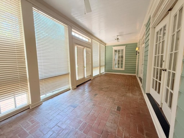 302 W 26th St, Tifton, GA 31794 - unfurnished sunroom with french doors, a ceiling fan, and healthy amount of natural light