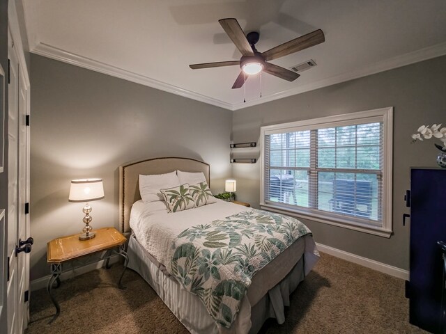 74 Surrey Cir, Tifton, GA 31793 - carpeted bedroom featuring ornamental molding and a ceiling fan