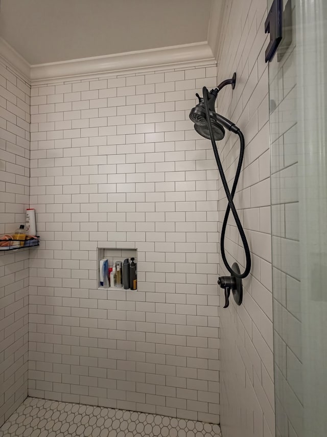 74 Surrey Cir, Tifton, GA 31793 - bathroom with ornamental molding and a stall shower