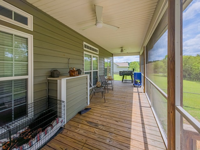 74 Surrey Cir, Tifton, GA 31793 - sunroom / solarium featuring a ceiling fan
