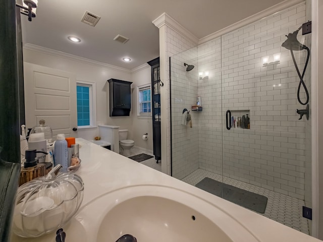 74 Surrey Cir, Tifton, GA 31793 - full bathroom featuring ornamental molding, a stall shower, and vanity