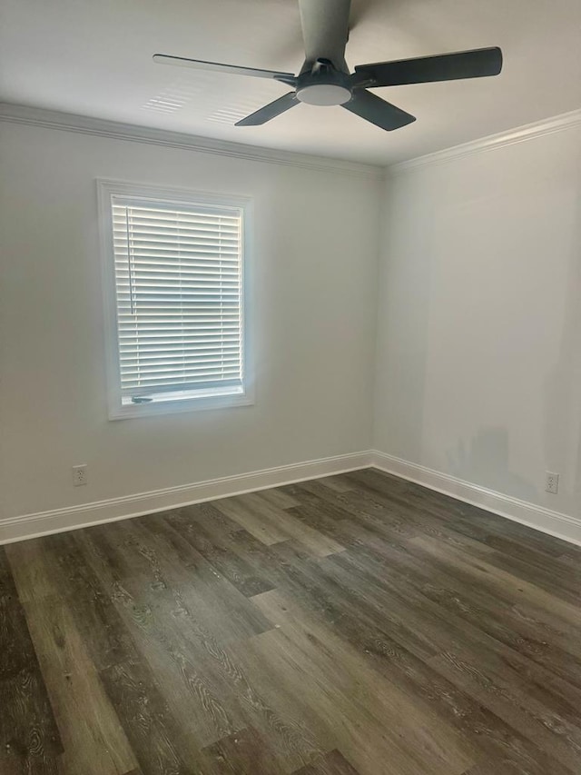 702 N Livingston St, Sylvester, GA 31791 - empty room featuring a ceiling fan, crown molding, and dark wood finished floors