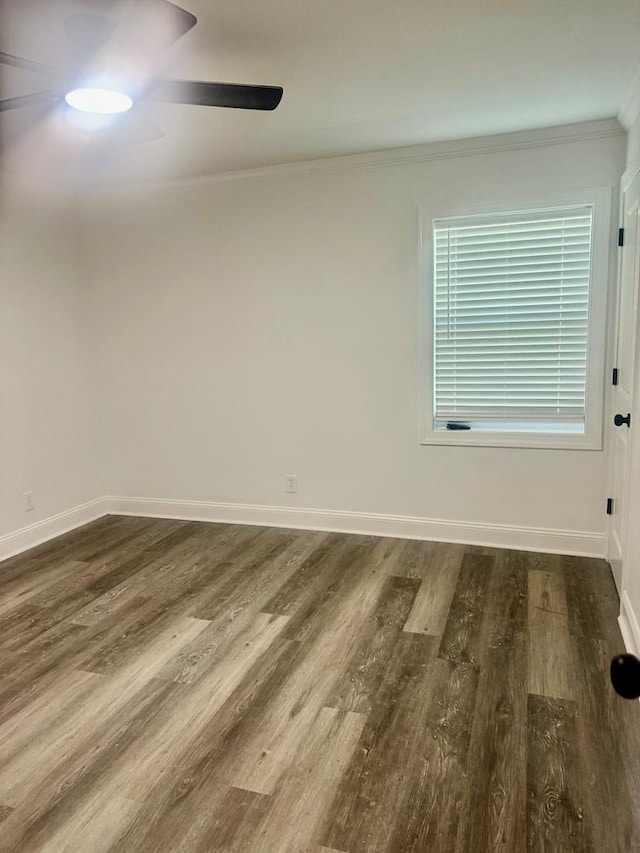 702 N Livingston St, Sylvester, GA 31791 - empty room featuring ornamental molding, a ceiling fan, and wood finished floors