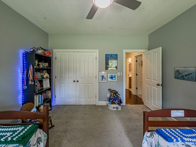 114 Creole Ct, Fitzgerald, GA 31750 - bedroom featuring carpet floors, ceiling fan, and a closet