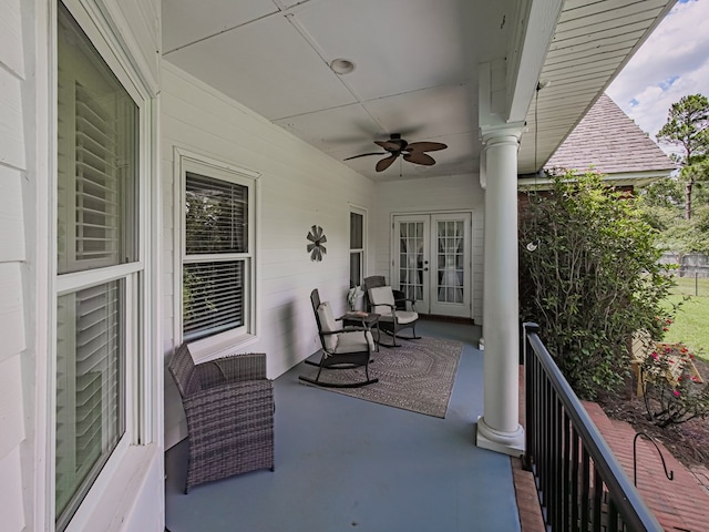 114 Creole Ct, Fitzgerald, GA 31750 - view of patio featuring french doors and a ceiling fan