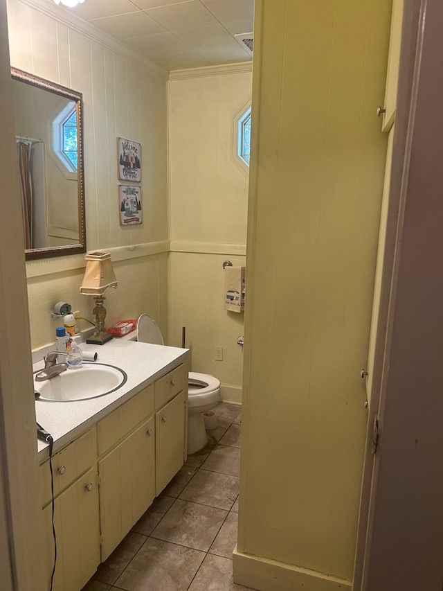 202 N Westberry St, Sylvester, GA 31791 - bathroom featuring toilet, tile patterned floors, vanity, and ornamental molding