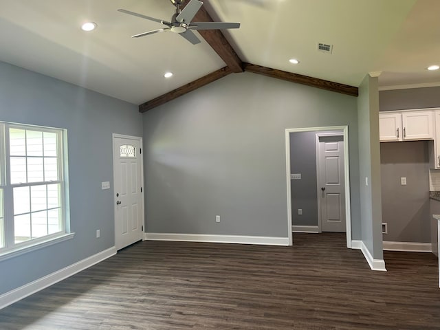 64 Mcintosh Pl, Moultrie, GA 31788 - unfurnished living room with ceiling fan, dark wood-style floors, baseboards, and recessed lighting