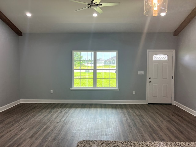 64 Mcintosh Pl, Moultrie, GA 31788 - foyer featuring dark wood-style floors, baseboards, a ceiling fan, and recessed lighting