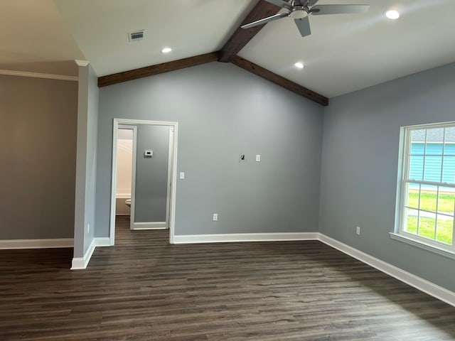 64 Mcintosh Pl, Moultrie, GA 31788 - spare room featuring ceiling fan, dark wood-style floors, baseboards, and recessed lighting