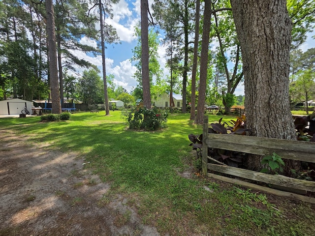 410 W Henderson St, Ocilla, GA 31774 - view of yard with a storage shed, a trampoline, and an outdoor structure