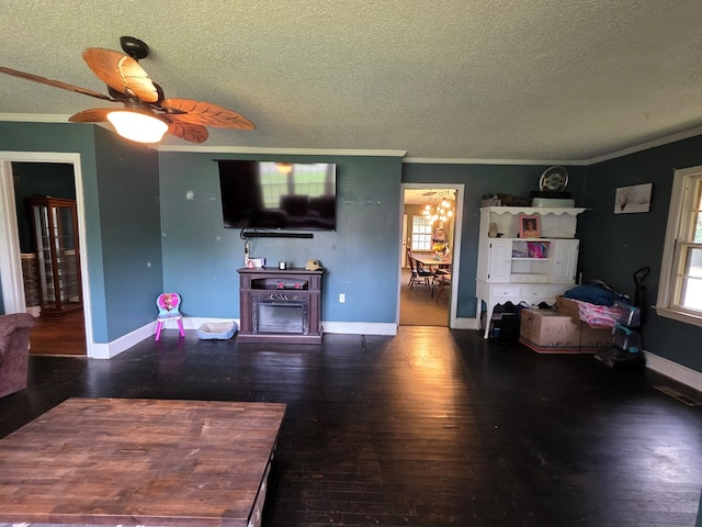 410 W Henderson St, Ocilla, GA 31774 - living room with a textured ceiling, ornamental molding, and wood finished floors