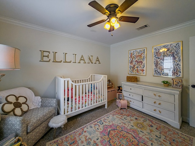 560 Osprey Cir, Tifton, GA 31794 - carpeted bedroom featuring ornamental molding and a ceiling fan