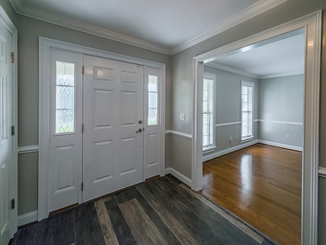 34 Alan Ln, Tifton, GA 31793 - entryway with dark wood finished floors, baseboards, and ornamental molding