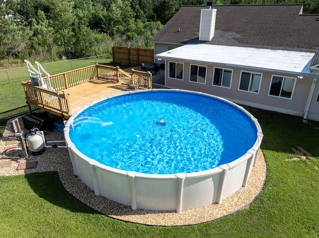 34 Alan Ln, Tifton, GA 31793 - view of swimming pool with a wooden deck and a view of trees