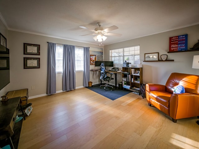1447 Davis Ave, Tifton, GA 31794 - office space with crown molding, ceiling fan, wood finished floors, and baseboards