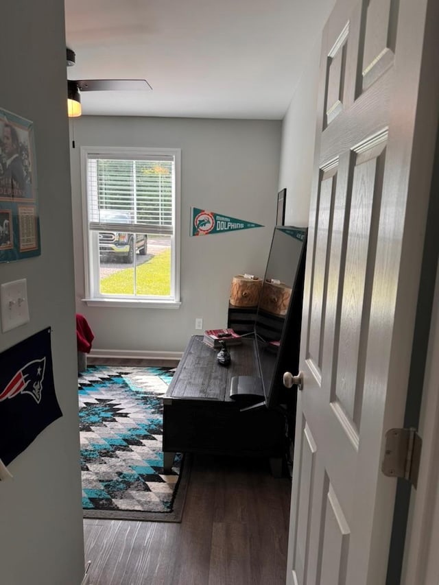 3524 Moss Island Ct, Albany, GA 31721 - office space featuring wood finished floors, a ceiling fan, and baseboards