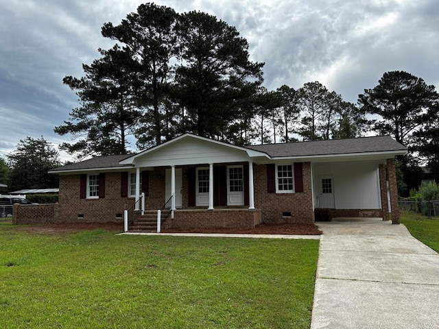 2019 N Central Ave, Tifton, GA 31794 - view of front of property featuring crawl space, driveway, a porch, brick siding, and a carport