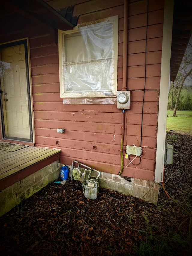 exterior details with gas meter and electric meter