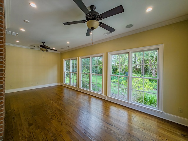 11 Fairway Dr, Tifton, GA 31793 - spare room featuring ornamental molding, wood finished floors, baseboards, recessed lighting, and a ceiling fan