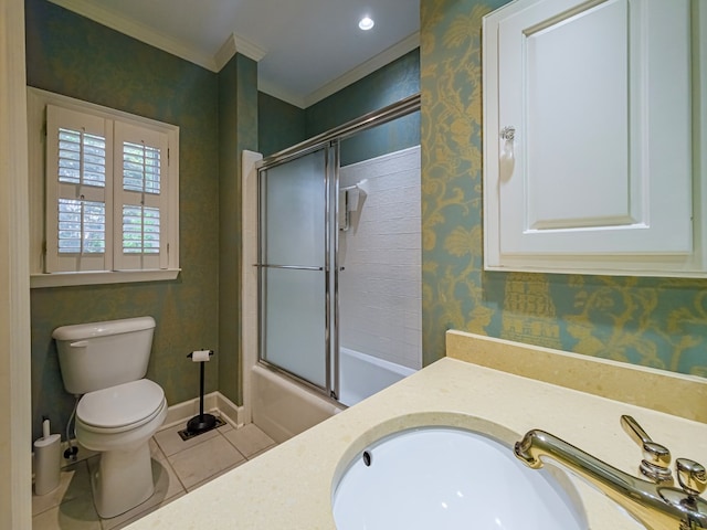 11 Fairway Dr, Tifton, GA 31793 - bathroom featuring crown molding, tile patterned floors, toilet, and wallpapered walls