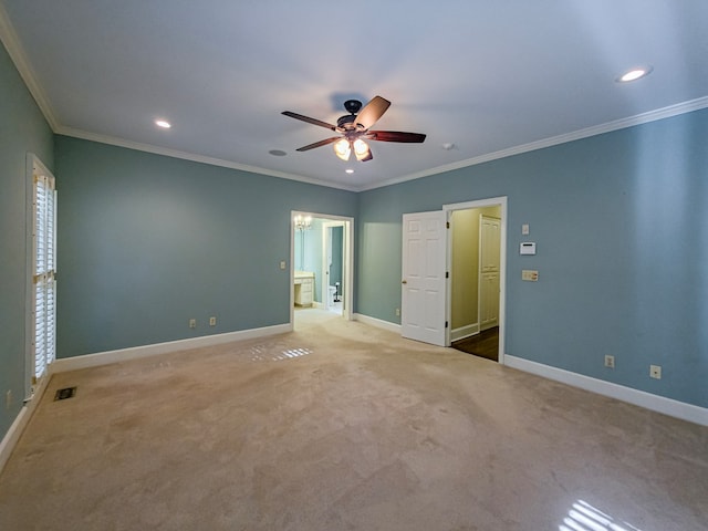 11 Fairway Dr, Tifton, GA 31793 - unfurnished bedroom featuring crown molding, recessed lighting, baseboards, and carpet floors