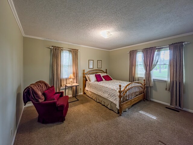 128 Airport Rd, Sylvester, GA 31791 - bedroom featuring ornamental molding, carpet floors, a textured ceiling, and baseboards