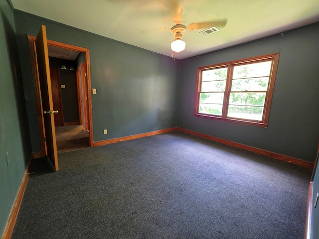 105 Gaff Ave, Fitzgerald, GA 31750 - empty room featuring baseboards, carpet flooring, visible vents, and ceiling fan