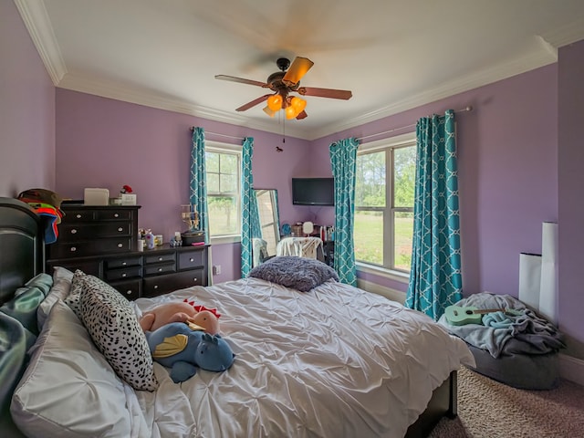 248 Gun Lake Loop, Tifton, GA 31794 - bedroom with ornamental molding, carpet flooring, and a ceiling fan