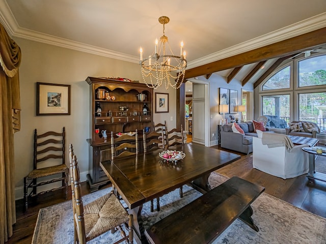 248 Gun Lake Loop, Tifton, GA 31794 - dining space with a chandelier, dark wood-style floors, and crown molding