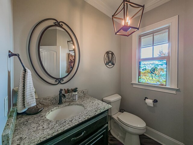248 Gun Lake Loop, Tifton, GA 31794 - half bath featuring ornamental molding, vanity, and a chandelier