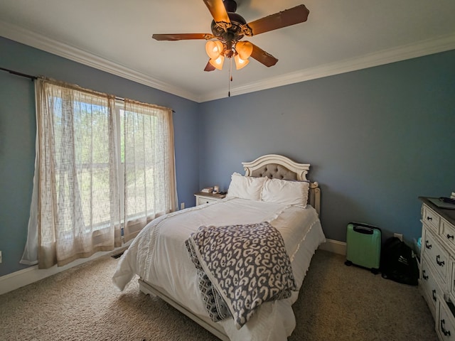 248 Gun Lake Loop, Tifton, GA 31794 - bedroom featuring carpet flooring, ornamental molding, and ceiling fan