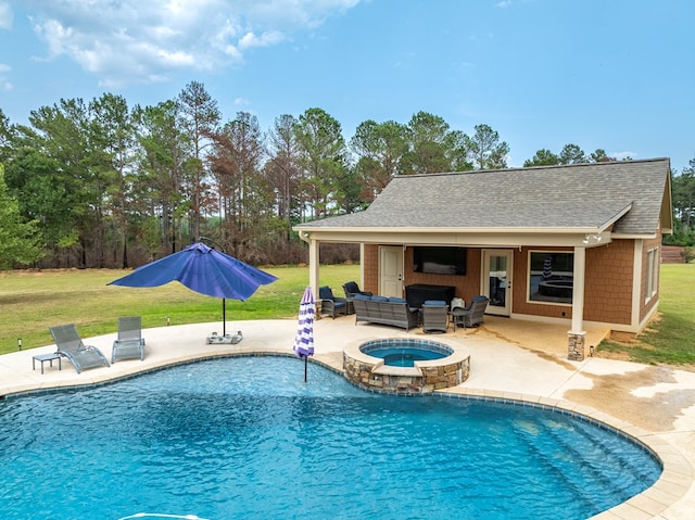 248 Gun Lake Loop, Tifton, GA 31794 - view of pool with a patio, a lawn, an outdoor hangout area, and a storage structure
