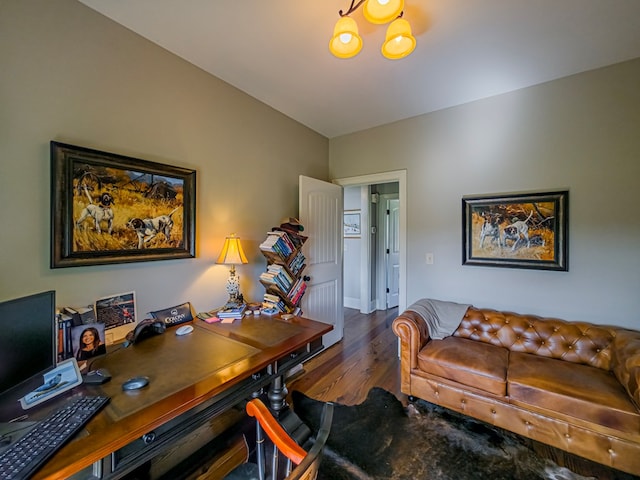 248 Gun Lake Loop, Tifton, GA 31794 - office space featuring wood finished floors and a chandelier