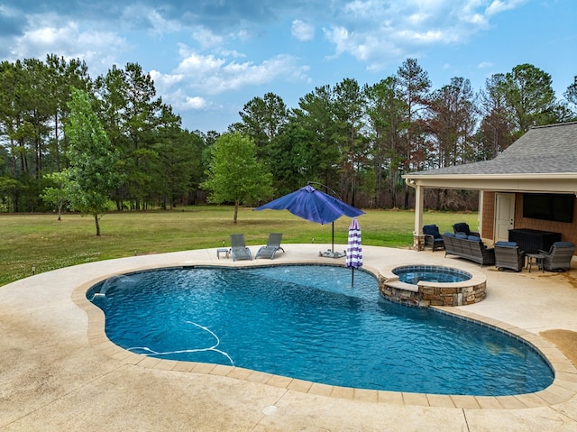 248 Gun Lake Loop, Tifton, GA 31794 - view of swimming pool with a patio, a yard, outdoor lounge area, and a pool with connected hot tub