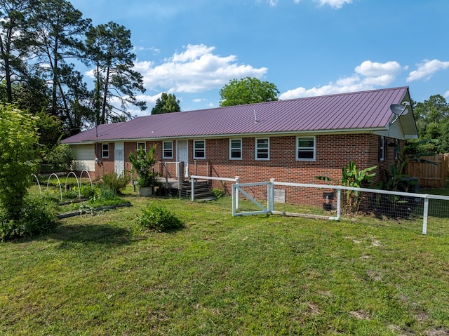 86 Owen Medford Rd, Lenox, GA 31637 - back of property featuring metal roof, brick siding, and fence