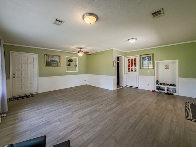 86 Owen Medford Rd, Lenox, GA 31637 - unfurnished living room featuring ceiling fan, ornamental molding, and visible vents