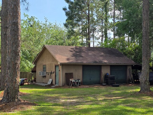 detached garage with cooling unit