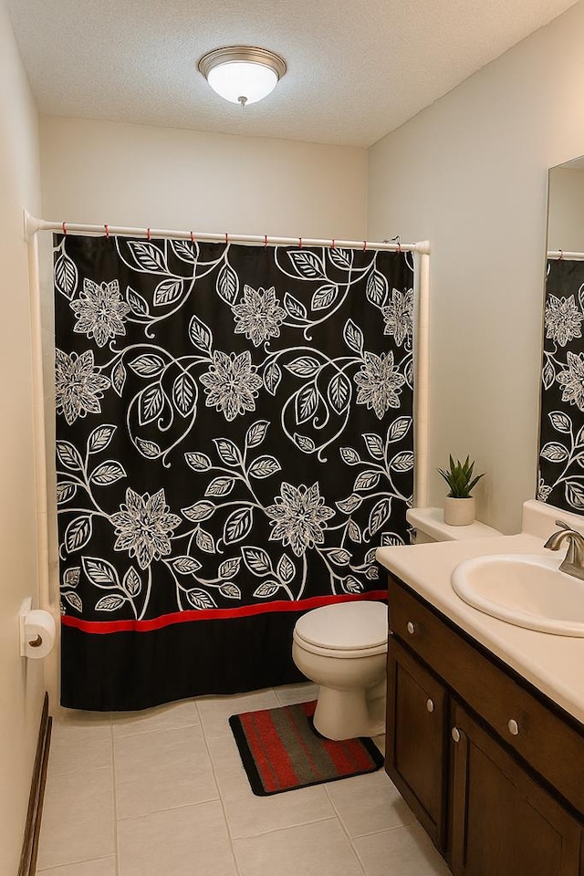 2211 Greenoch Ave, Albany, GA 31721 - bathroom with vanity, tile patterned floors, and curtained shower