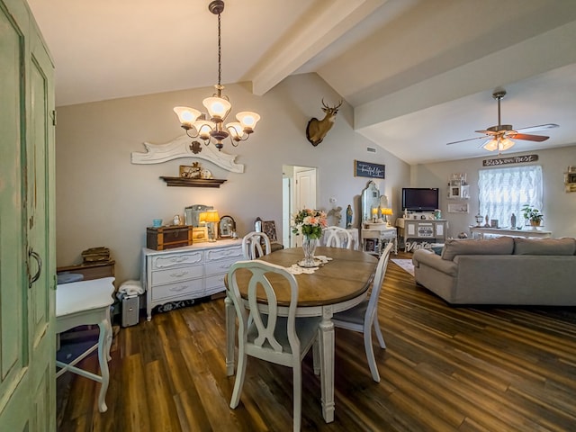 127 Carol Cir, Fitzgerald, GA 31750 - dining room featuring a chandelier, dark wood-type flooring, and ceiling fan